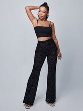 Durchsichtige, beflockte Überziehhose mit Streifen